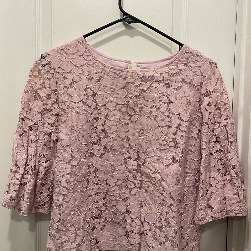 Lavender Lace Blouse with Bell Sleeves